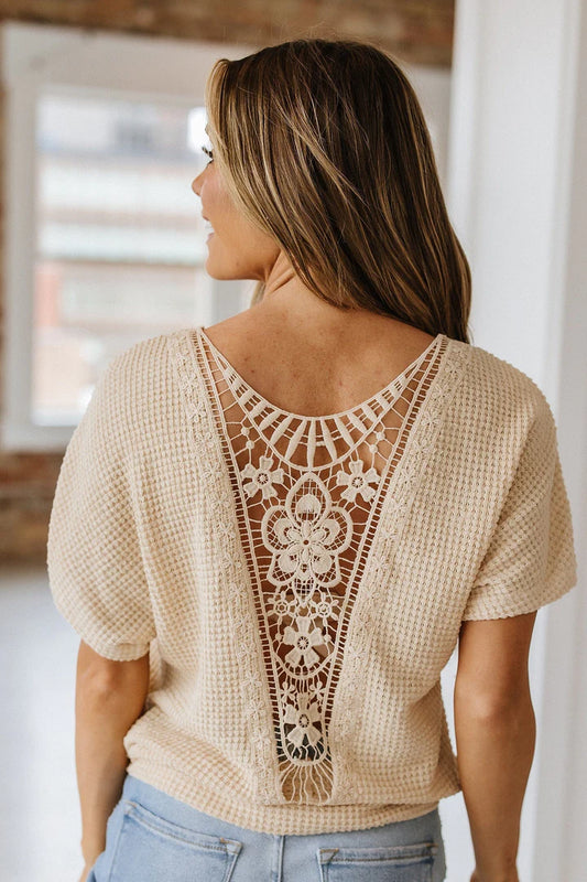 Abbie Lace Waffle Knit Top