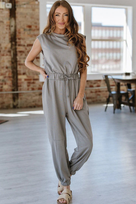 Remi Cap Sleeve Jogger Jumpsuit in Grey