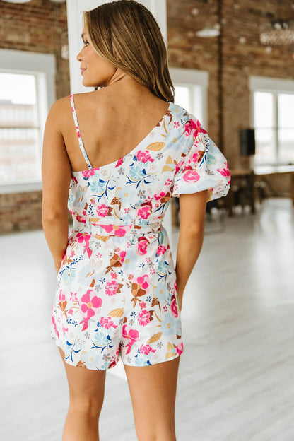 Trinity Bubble Sleeve Floral Romper