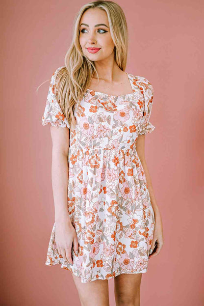 Kate Floral Tie-Back Puff Sleeve Dress