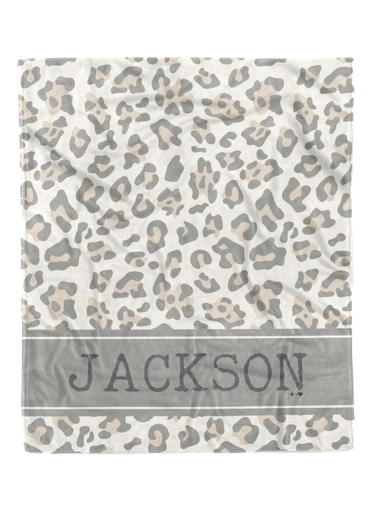 PREORDER: Cream Leopard Custom Minky Blanket