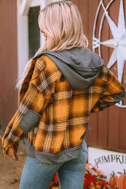 Josephine Plaid Hooded Button Front Jacket